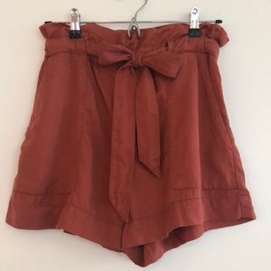 High-waisted paperbag shorts